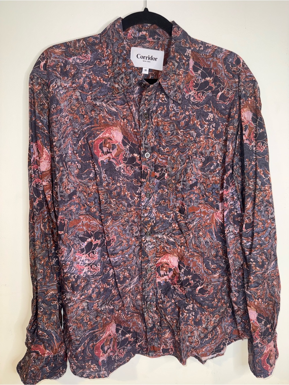 Corridor New York Men’s M Floral Paisley Print Long Sleeve Shirt
